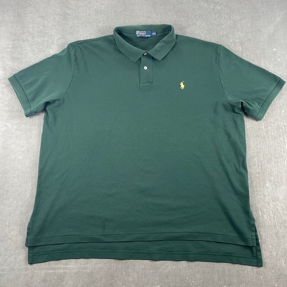Polo Ralph Lauren Mens XXL Green Polo Shirt Short Sleeve Yellow Pony